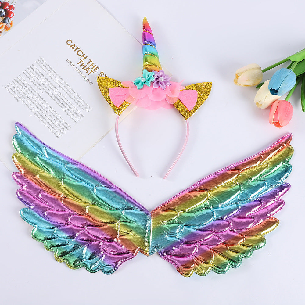 Wholesale Angel Wings Girls Unicorn Holiday Party Props Princess Dress Party Headband